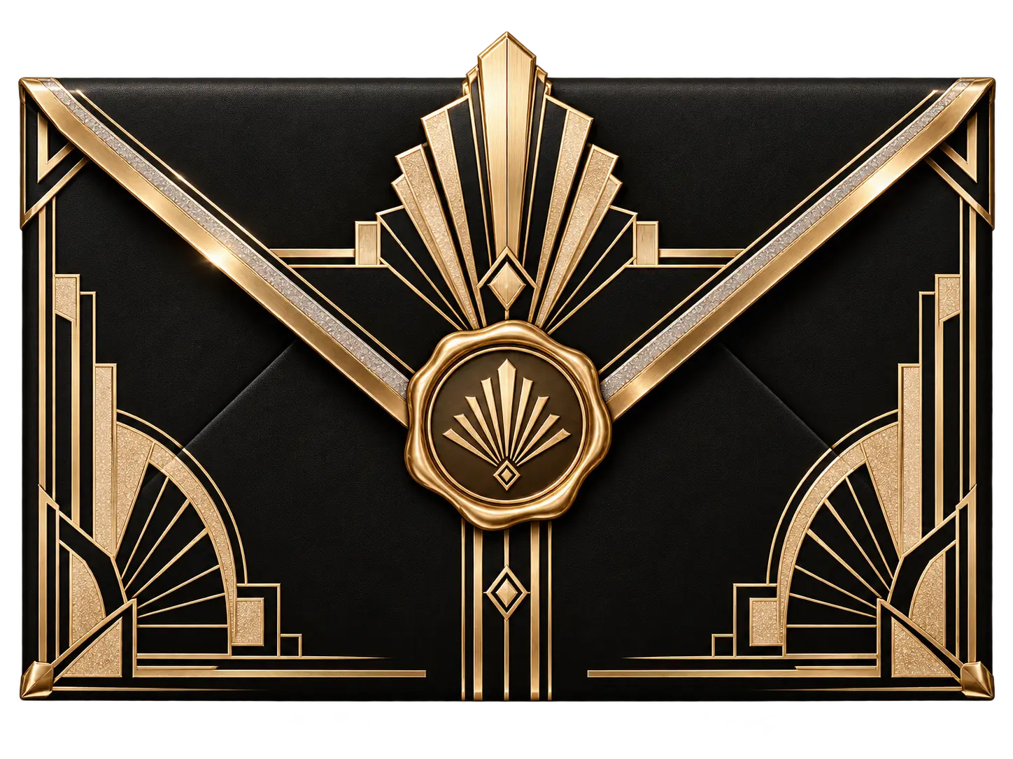 Sobre negro con diseño dorado Art Déco